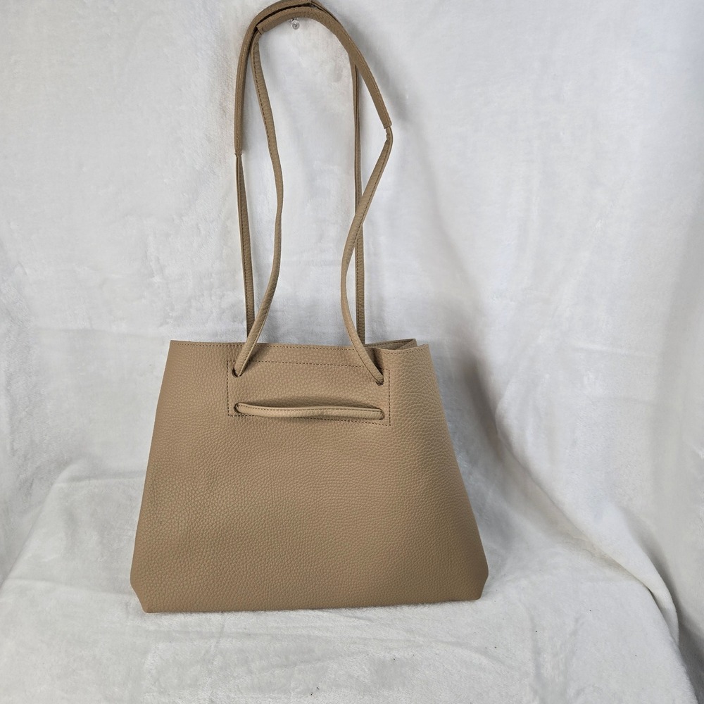 8 Other Reasons Tan Pebbled Faux Leather Tote Bag Beige Shoulder Handbag